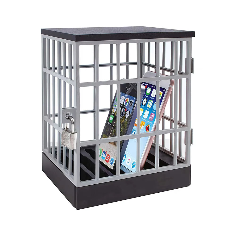 Cell Phone Jail Mobile Phone Prison with Lock up Phone Jail Cage Novelty Gift Table Office Gadget Storage Organizer
