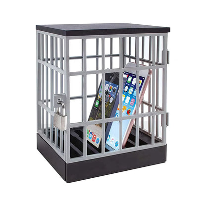 Cell Phone Jail Mobile Phone Prison with Lock up Phone Jail Cage Novelty Gift Table Office Gadget Storage Organizer