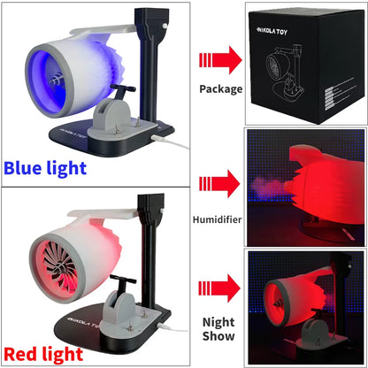 USB Jetfan Desktop Turbofan Engine Fan Blue Light Upgraded Version with Humidifier and Blue Tail Light