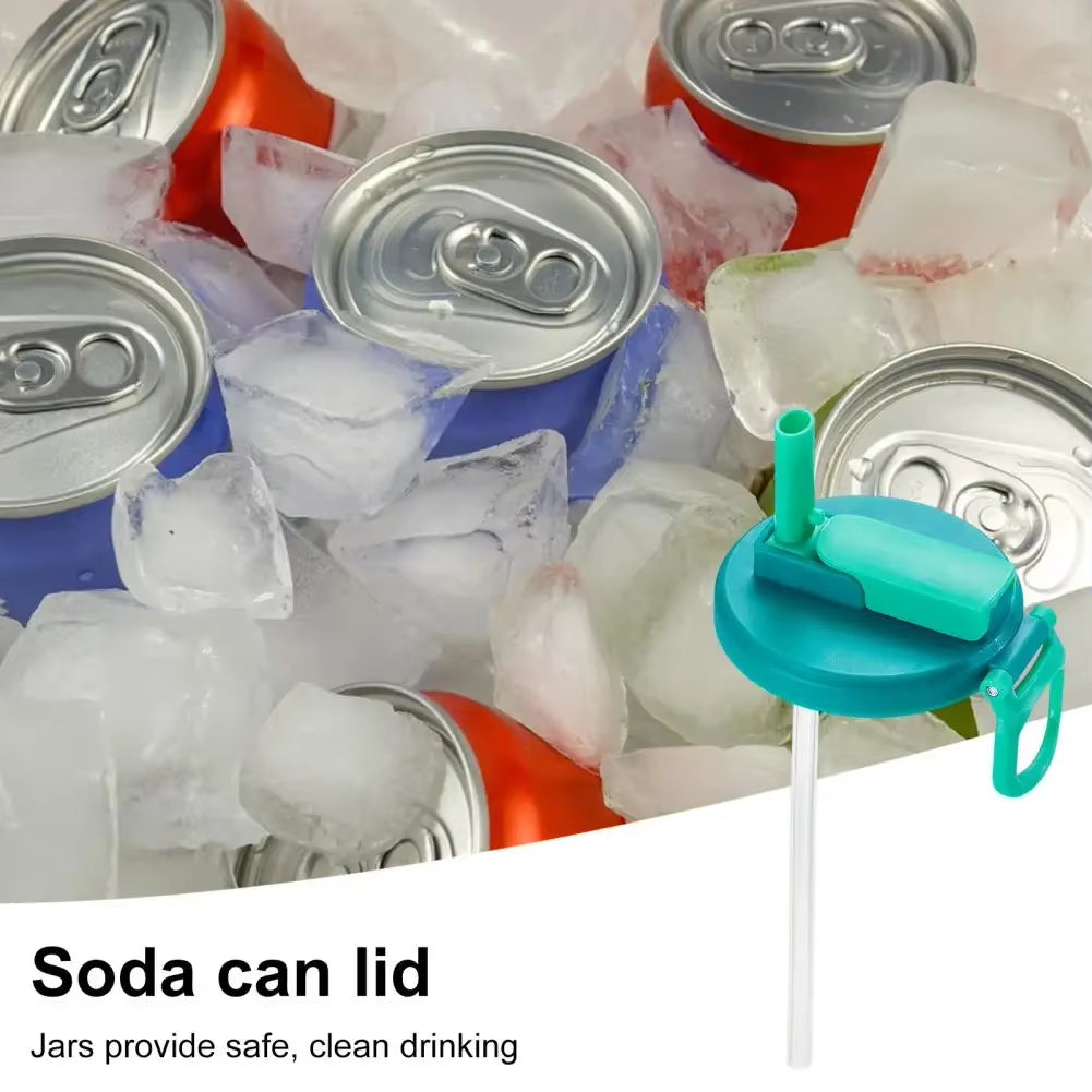 Creative Soda Can Seal Cover Contrasting Color Silicone Soda Lids with Straws Outdoor Picnics Portable Beverage Soda Tank Cover