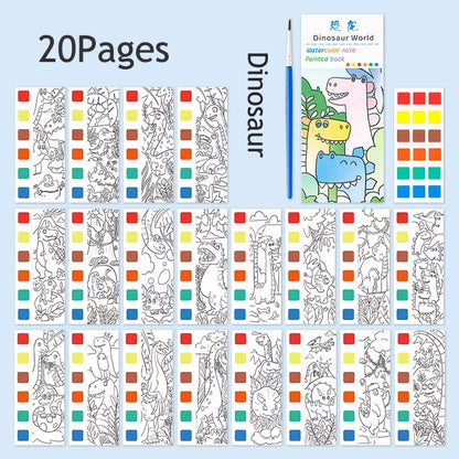12Pages Coloring Books Portable Watercolor Painting Book Graffiti Picture Books Painting Drawing Toys for Children Gift