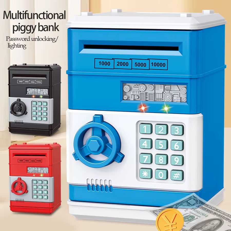 ATM Password Piggy Bank, Electronic Kids Money Bank Coin Can Auto Scroll Paper Money Saving Box Gifts for 3+ Boys and Girls