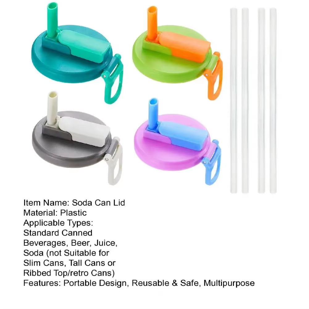 Creative Soda Can Seal Cover Contrasting Color Silicone Soda Lids with Straws Outdoor Picnics Portable Beverage Soda Tank Cover