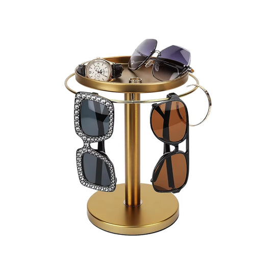 Rotating Sunglass Organizer Eye Glass Display Stand 360-Degree Rotation with Tray Jewelry Storage Organizer Detachable Home