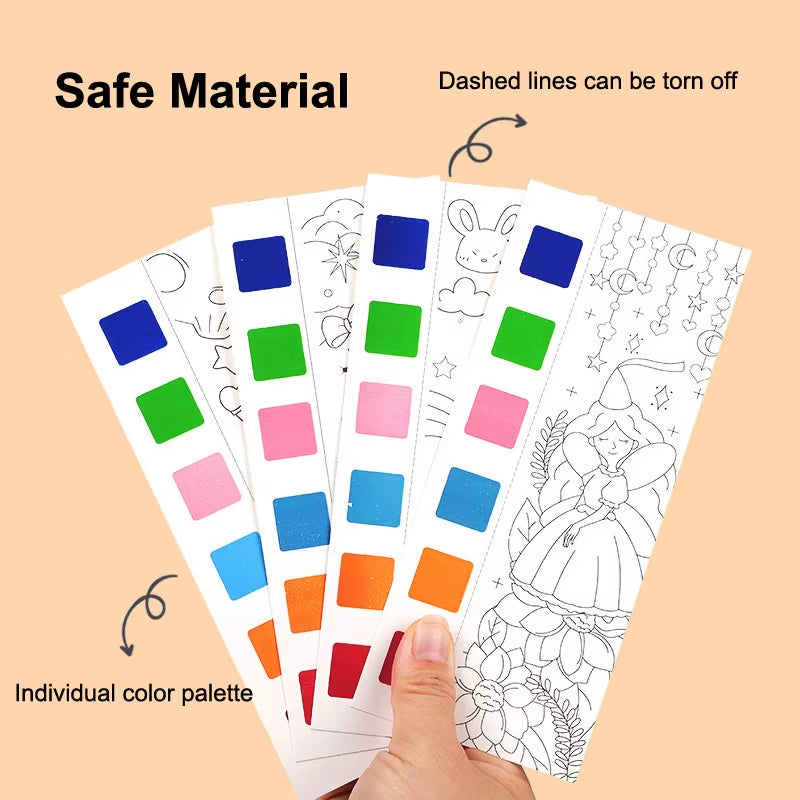 12Pages Coloring Books Portable Watercolor Painting Book Graffiti Picture Books Painting Drawing Toys for Children Gift