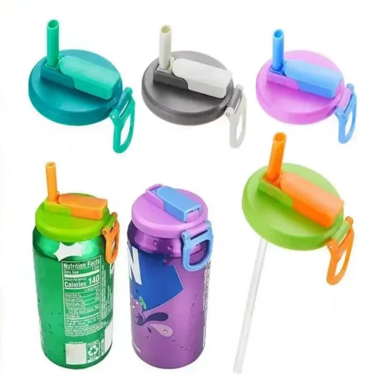 Creative Soda Can Seal Cover Contrasting Color Silicone Soda Lids with Straws Outdoor Picnics Portable Beverage Soda Tank Cover