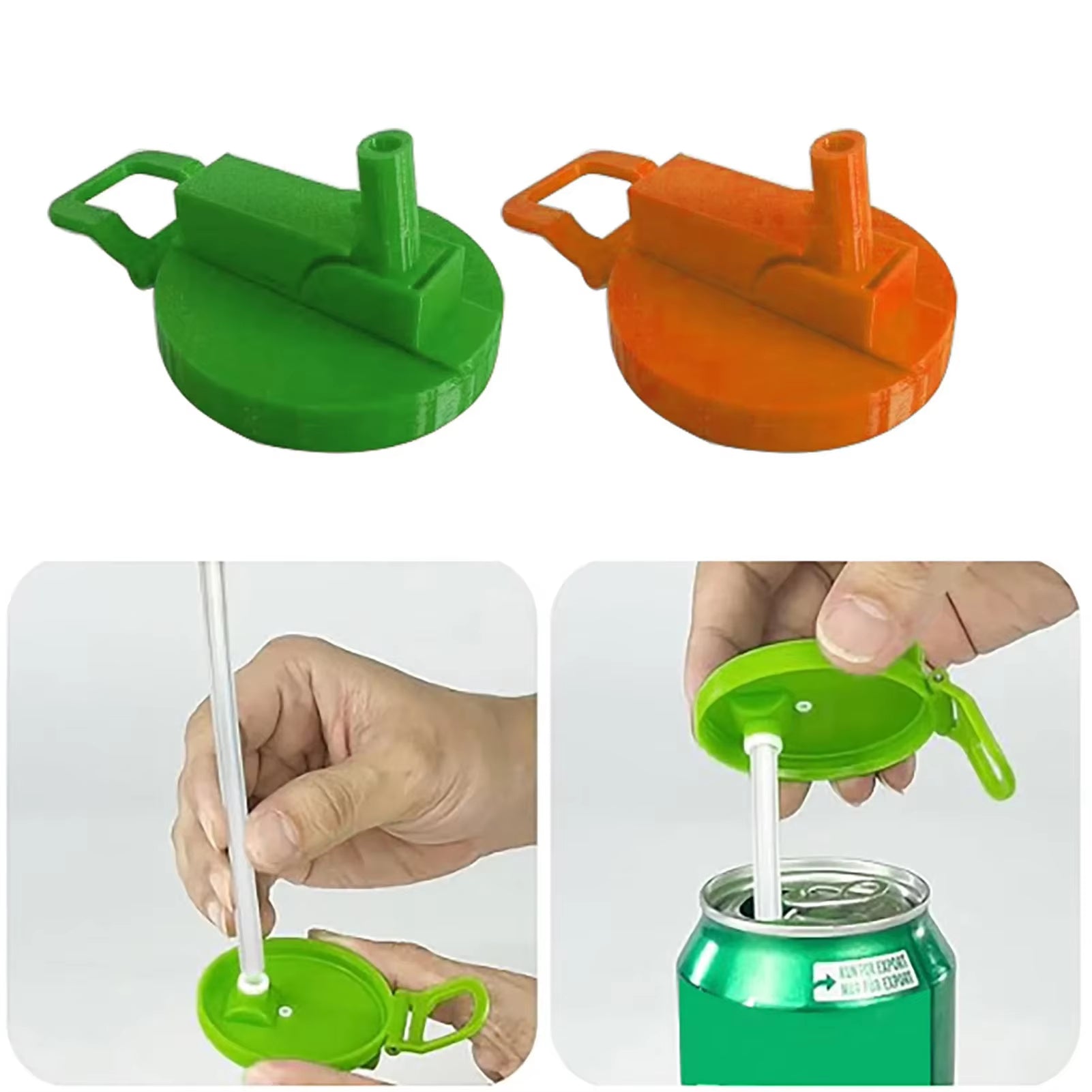 Creative Soda Can Seal Cover Contrasting Color Silicone Soda Lids with Straws Outdoor Picnics Portable Beverage Soda Tank Cover