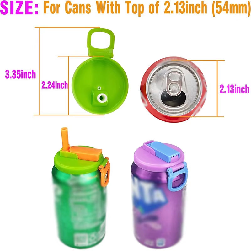 Creative Soda Can Seal Cover Contrasting Color Silicone Soda Lids with Straws Outdoor Picnics Portable Beverage Soda Tank Cover