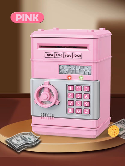 ATM Password Piggy Bank, Electronic Kids Money Bank Coin Can Auto Scroll Paper Money Saving Box Gifts for 3+ Boys and Girls
