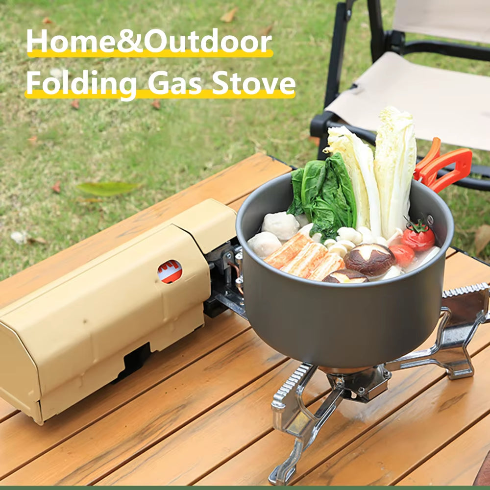 Camping Cassette Stove Outdoor Folding Gas Burner 2600W Fire Furnace Kitchen Cookware Suitable for Toursit Hiking Picnic