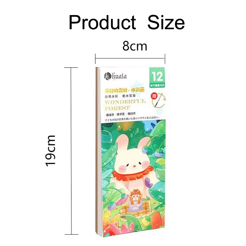 12Pages Coloring Books Portable Watercolor Painting Book Graffiti Picture Books Painting Drawing Toys for Children Gift