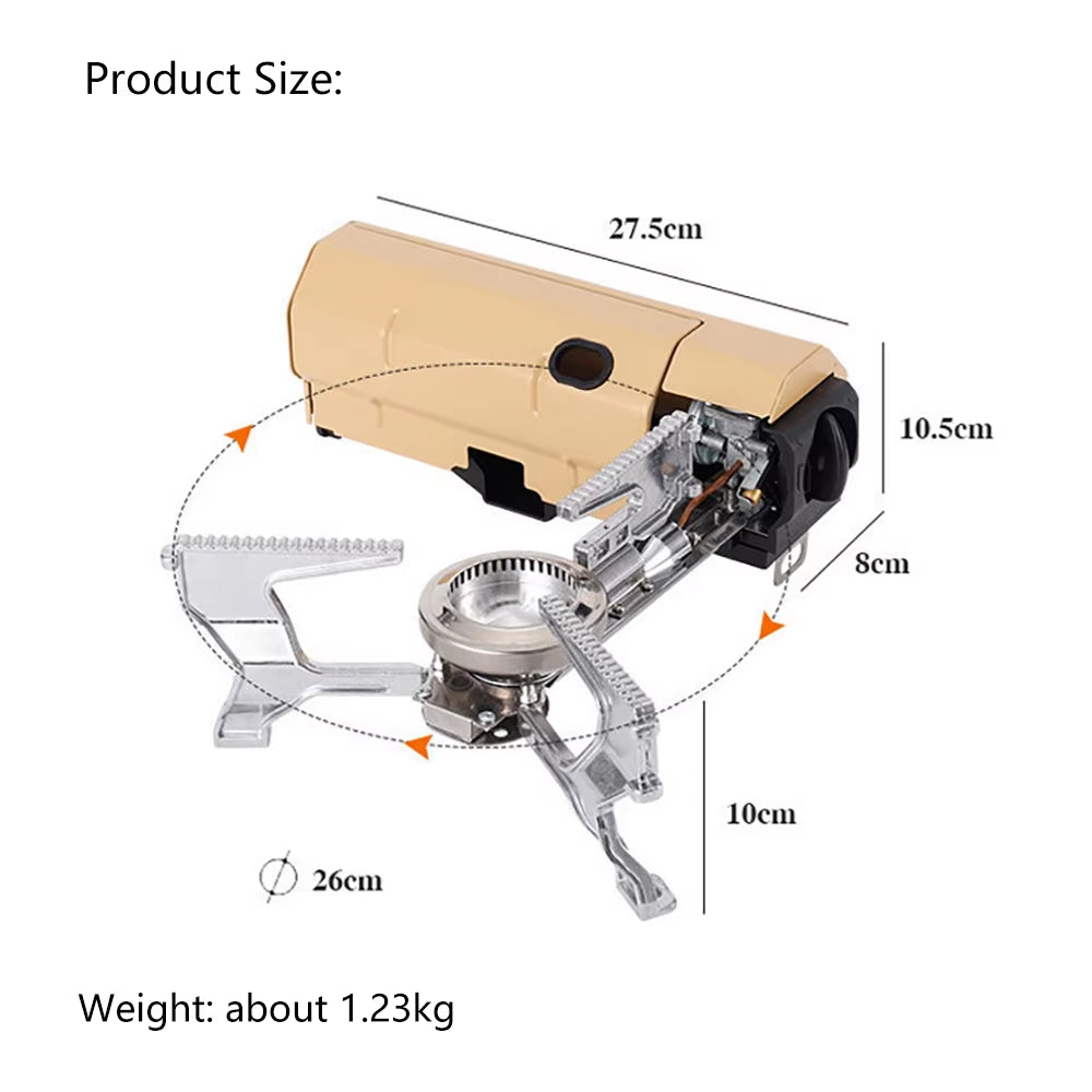 Camping Cassette Stove Outdoor Folding Gas Burner 2600W Fire Furnace Kitchen Cookware Suitable for Toursit Hiking Picnic