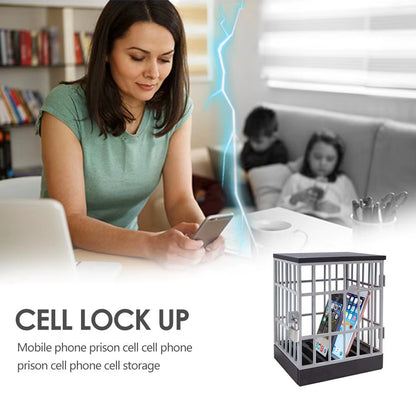 Cell Phone Jail Mobile Phone Prison with Lock up Phone Jail Cage Novelty Gift Table Office Gadget Storage Organizer